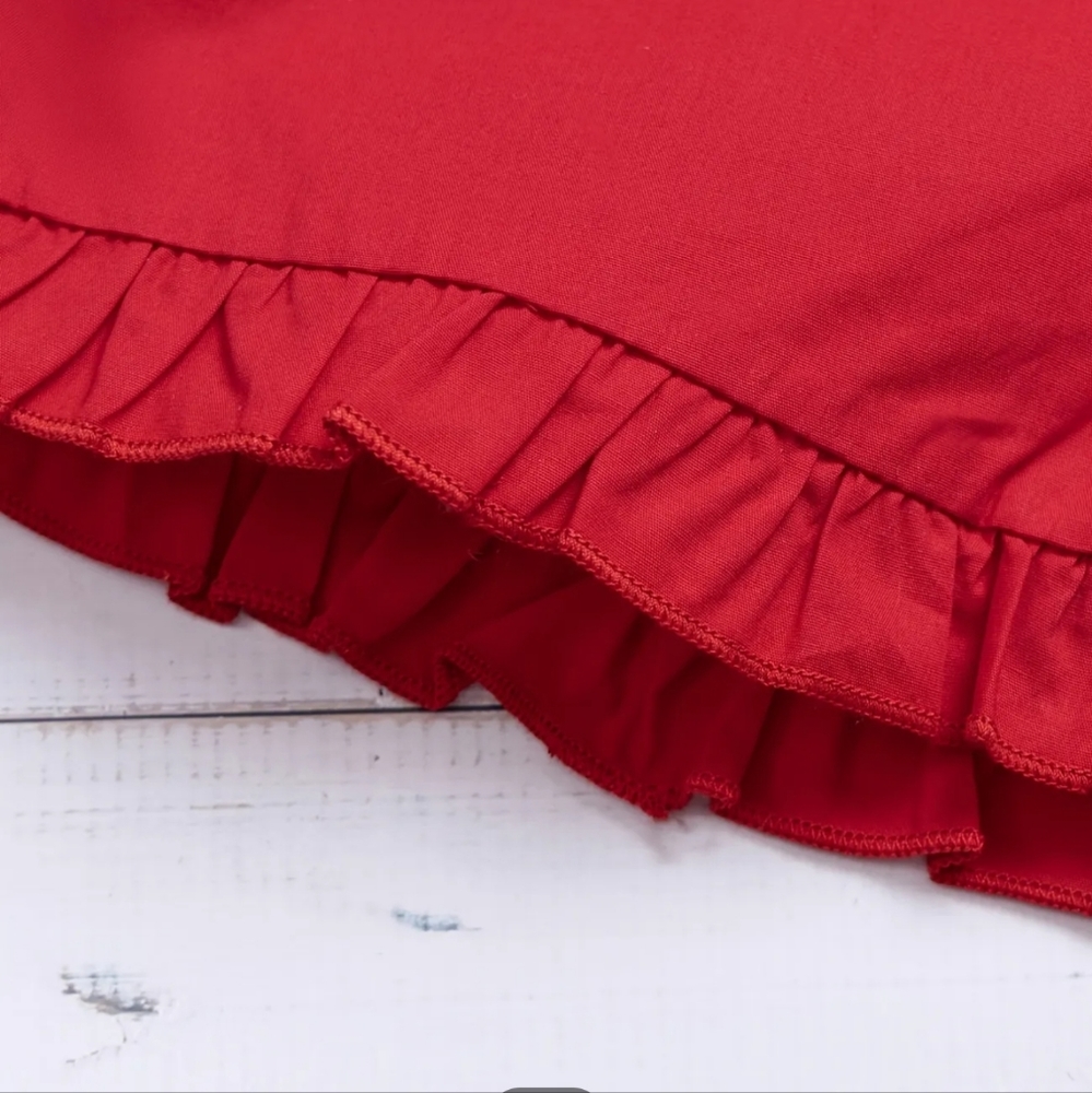 NWT Girls Matching Ruffle Short Set with Red Bow - Picture 3 of 3